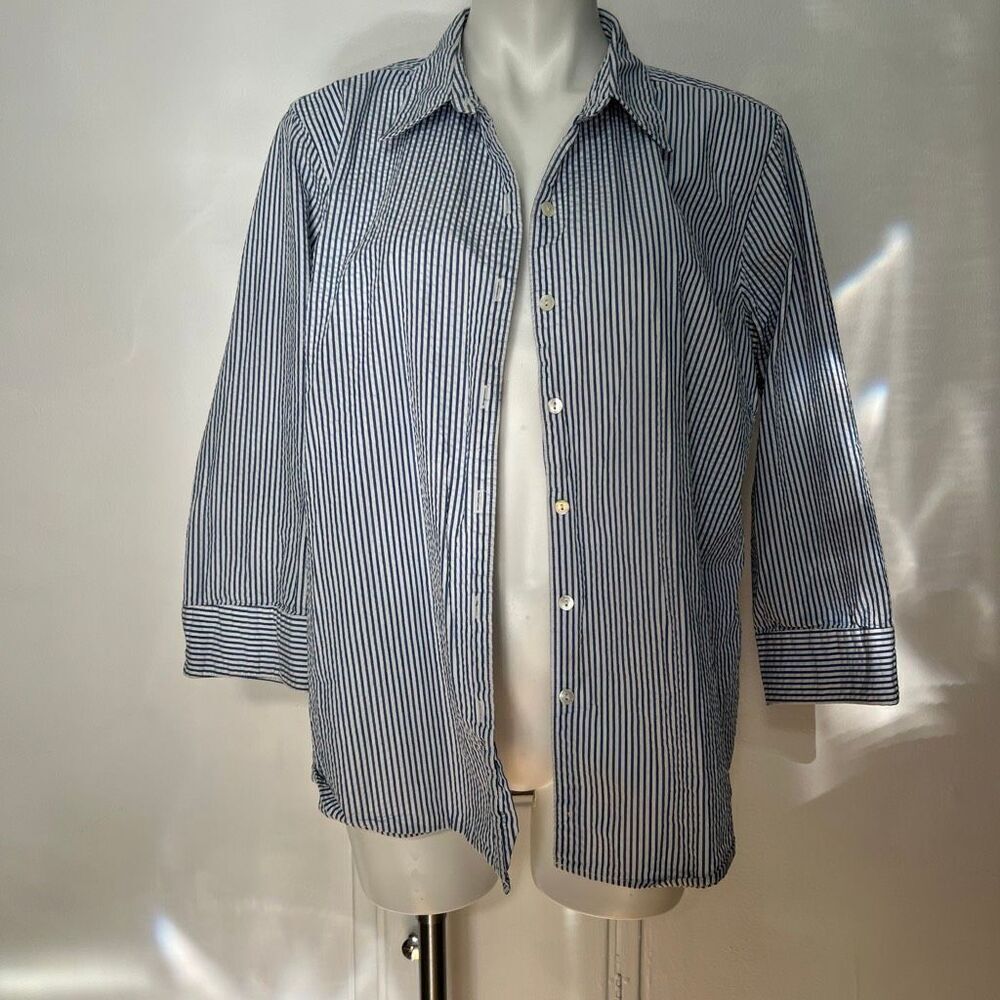 L L Bean 100% cotton Stripe button down